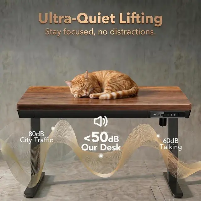 Alt view image 7 of 7 - 40 X 24 Inch Standing Desk with Drawers, Electric Adjustable Height Desk, Quick Install One-Piece Tabletop with USB Charging Ports, Sit to Stand Up Desk for Home Office, Black Walnut