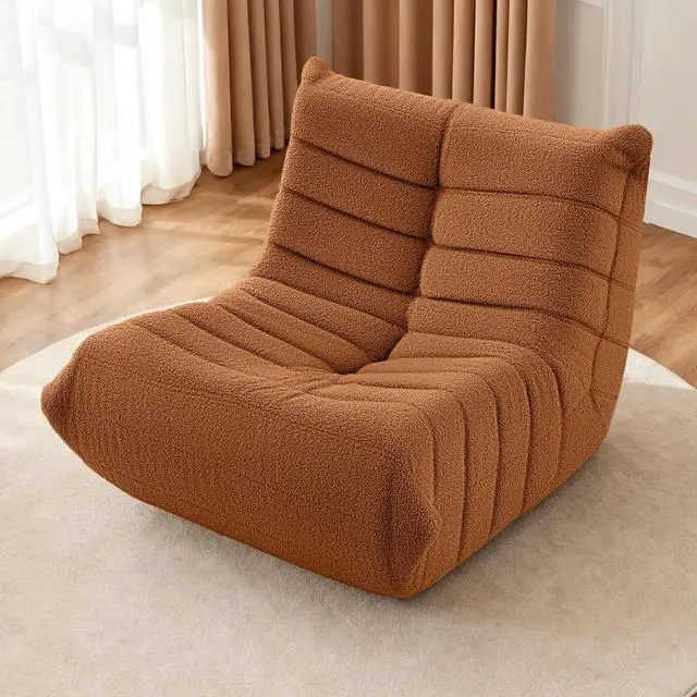 Alt view image 6 of 6 - Bean Bag Chairs Fireside Lazy Floor Sofa, Soft Teddy Fleece Bean Bag Sofa with High-Resilience Foam FillingBeanbag for Living Room, Bedroom, Office (Brown Teddy)