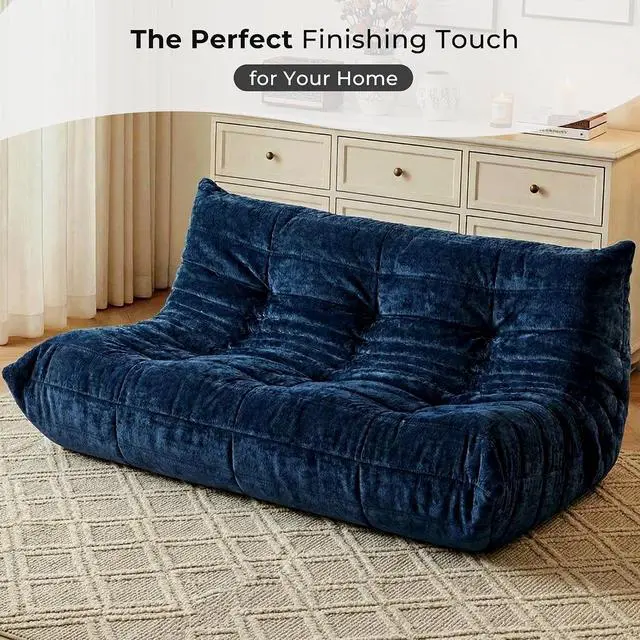 Alt view image 7 of 7 - Bean Bag Chair, Giant Bean Bag Chairs for Adults, 3 Seater Fireside Chair, Lazy Large Floor Bean Bag Sofa for Living Room, Bedroom, Dorm, Office (Navy Blue)