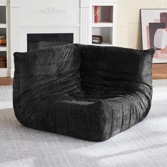 Main image of Bean Bag Chair, Memory Foam Bean Bag Chairs for Adults, Fireside Corner Chair Lazy Floor Corner Sofa for Living Room, Bedroom, Dorm, Office (Black)