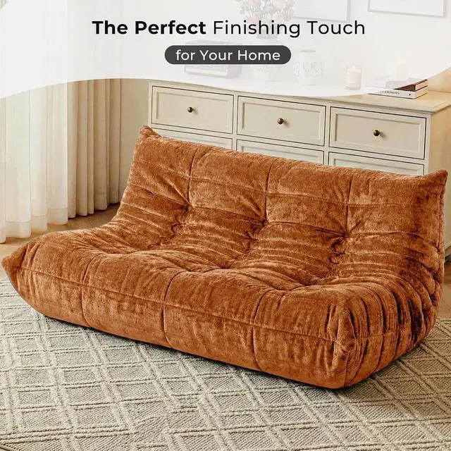 Alt view image 7 of 7 - Bean Bag Chair, Giant Bean Bag Chairs for Adults, 3 Seater Fireside Chair, Lazy Large Floor Bean Bag Sofa for Living Room, Bedroom, Dorm, Office (Brown)