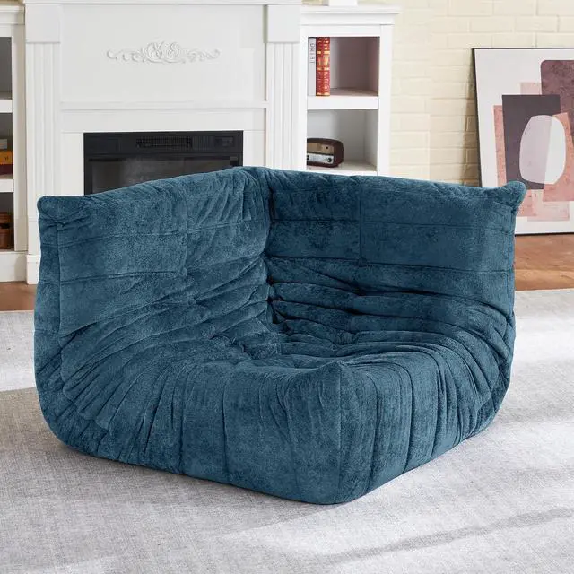 Main image of Bean Bag Chair, Memory Foam Bean Bag Chairs for Adults, Fireside Corner Chair Lazy Floor Corner Sofa for Living Room, Bedroom, Dorm, Office (Navy Blue)