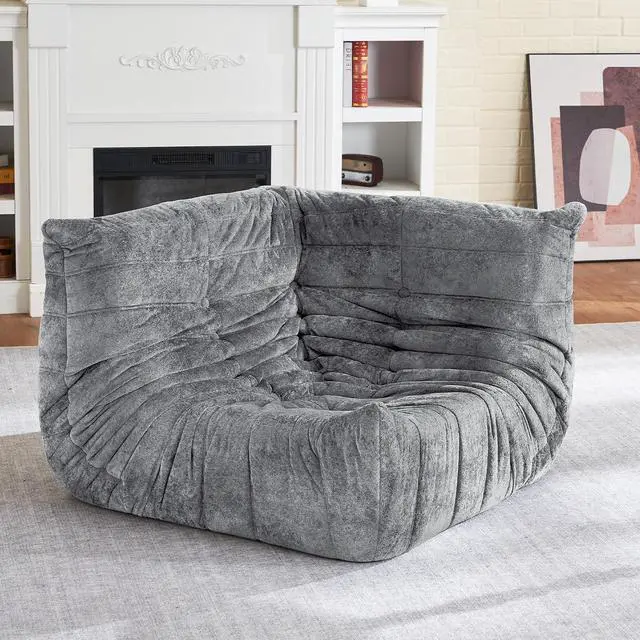 Main image of Bean Bag Chair, Memory Foam Bean Bag Chairs for Adults, Fireside Corner Chair Lazy Floor Corner Sofa for Living Room, Bedroom, Dorm, Office (Light Grey)