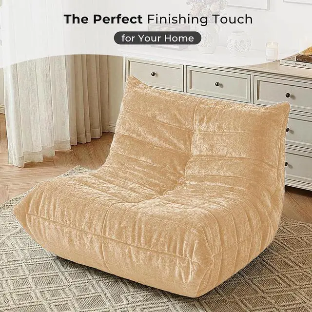 Alt view image 6 of 7 - Bean Bag Chair, Giant Bean Bag Chairs for Adults, Bean Bag Sofa with Filler Faux Fur, Memory Foam Bean Bag Couches Fireside Lazy Sofa for Living Room, Bedroom, Office (Khaki)