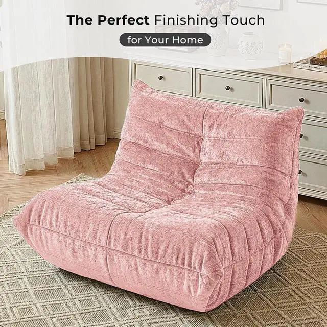 Alt view image 6 of 7 - Bean Bag Chair, Giant Bean Bag Chairs for Adults, Bean Bag Sofa with Filler Faux Fur, Memory Foam Bean Bag Couches Fireside Lazy Sofa for Living Room, Bedroom, Office (Pink)