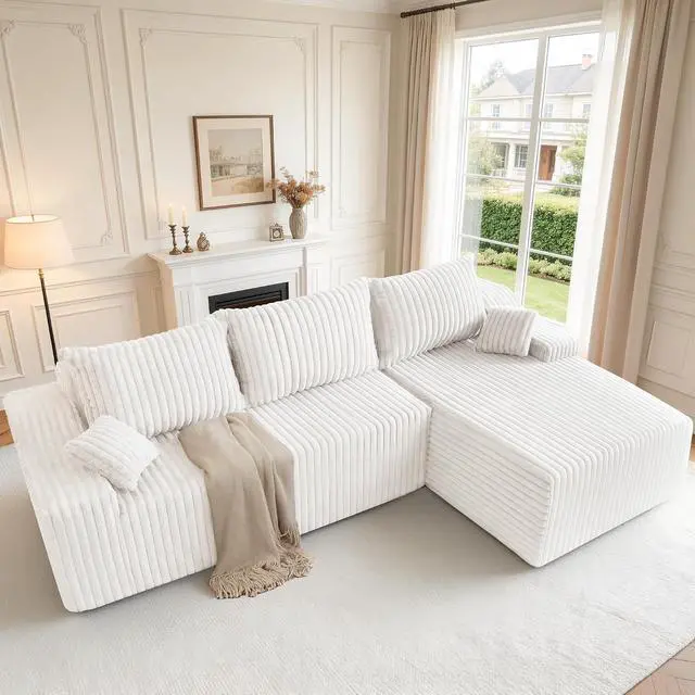 Alt view image 7 of 7 - 94" L-Shape Modular Sectional Sofa Couch for Living Room, No Assembly Required, Boneless Couch with Deep Seat for Living Room Bedroom, No Assembly Required (Beige,Right)