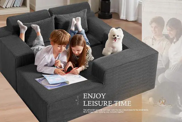 Alt view image 4 of 7 - Sectional Couches for Living Room,No Assembly L Shaped Couch 105" Modular Sectional Sofa Couch with Deep Seat,Cloud Couches Furniture Sets for Apartment,Corduroy (Dark Grey, Right Facing)