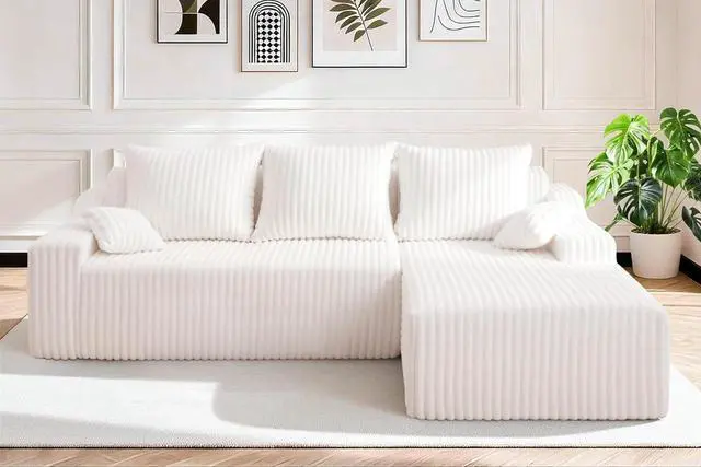 Main image of 94'' Cloud Sectional Couch, Boneless Sofa with Deep Seat, Modular Comfy L-Shape Couch with Chaise for Living Room Bedroom, No Assembly Required(Beige,Right Facing Chaise)