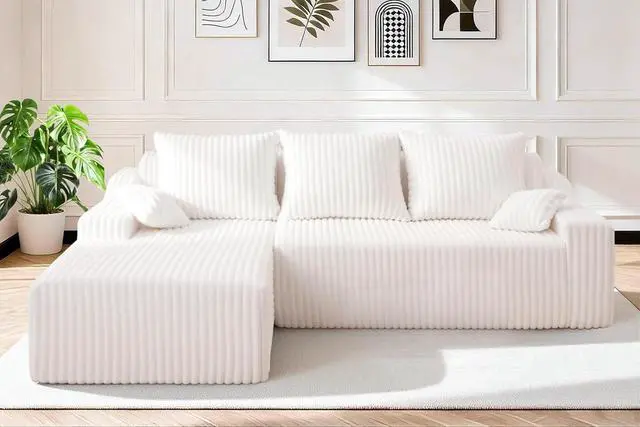 Main image of 94'' Cloud Sectional Couch, Boneless Sofa with Deep Seat, Modular Comfy L-Shape Couch with Chaise for Living Room Bedroom, No Assembly Required(Beige,Left Facing Chaise)
