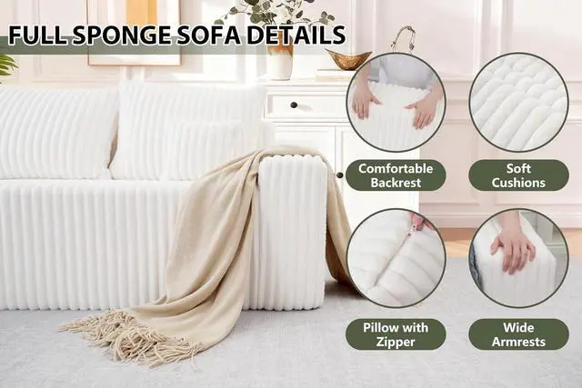 Alt view image 7 of 7 - 94'' Cloud Sectional Couch, Boneless Sofa with Deep Seat, Modular Comfy L-Shape Couch with Chaise for Living Room Bedroom, No Assembly Required(Beige,Left Facing Chaise)