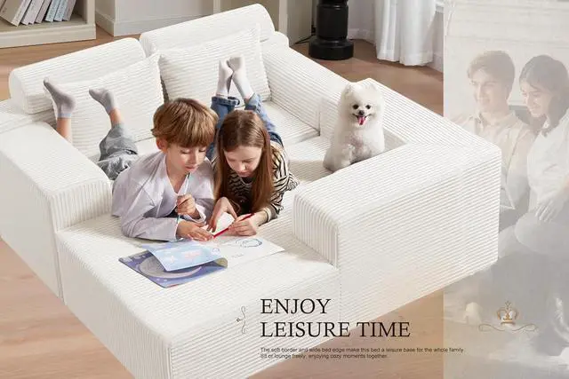 Alt view image 4 of 7 - Sectional Couches for Living Room,No Assembly L Shaped Couch 105" Modular Sectional Sofa Couch with Deep Seat,Cloud Couches Furniture Sets for Apartment,Corduroy (Beige, Right Facing)