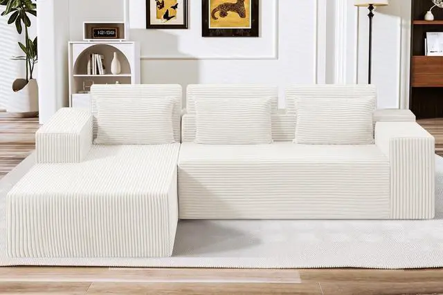 Main image of Sectional Couches for Living Room,No Assembly L Shaped Couch 105" Modular Sectional Sofa Couch with Deep Seat,Cloud Couches Furniture Sets for Apartment,Corduroy (Beige, Left Facing)