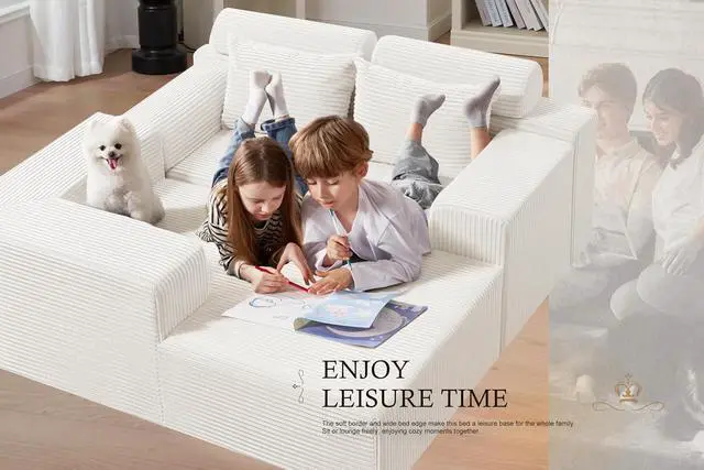 Alt view image 4 of 7 - Sectional Couches for Living Room,No Assembly L Shaped Couch 105" Modular Sectional Sofa Couch with Deep Seat,Cloud Couches Furniture Sets for Apartment,Corduroy (Beige, Left Facing)