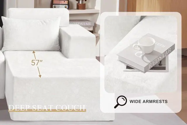 Alt view image 5 of 7 - 105" L-Shape Modular Sectional Sofa Couch for Living Room,No Assembly Required,Modular Comfy Sofa with Deep Seat for Living Room Bedroom,Luxury Distressed Velvet(Right,Beige)