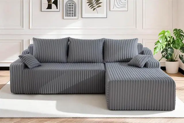 Main image of 94'' Cloud Sectional Couch, Boneless Sofa with Deep Seat, Modular Comfy L-Shape Couch with Chaise for Living Room Bedroom, No Assembly Required(Grey,Right Facing Chaise)
