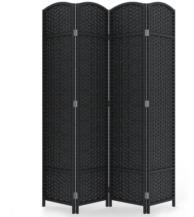 Main image of Outdoor Privacy Screen 4-Panel Folding Room Divider Space Partition | 67"H 64"W fade-resistant PP yarn pine wood frame,freestanding, foldable, indoor balcony patio deck garden privacy partition
