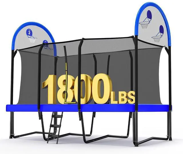 Main image of Zupapa 1800LBS Weight Capacity Rectangle Trampoline 10x17FT 9X15FT 8X14FT Outdoor Square Gymnastics Trampolines with Basketball Hoops for Kids Adults Long Large Big Rectangular Tumbling Trampolin