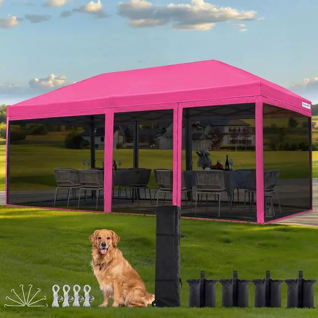 Main image of 10'x20' Pop up Screened Canopy Tent with Mosquito Netting | Portable Easy up Outdoor Screen House Shelter for Patio, Camping and Picnic, Includes Wheeled Carry Bag