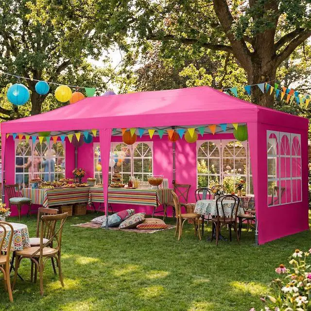 Main image of 10x20 Pop up Canopy Tent with Church Sidewalls | Easy Up Instant Shelter, Ideal for Backyard Party, Wedding, Outdoor Events, Commercial Vendor with Roller Bag