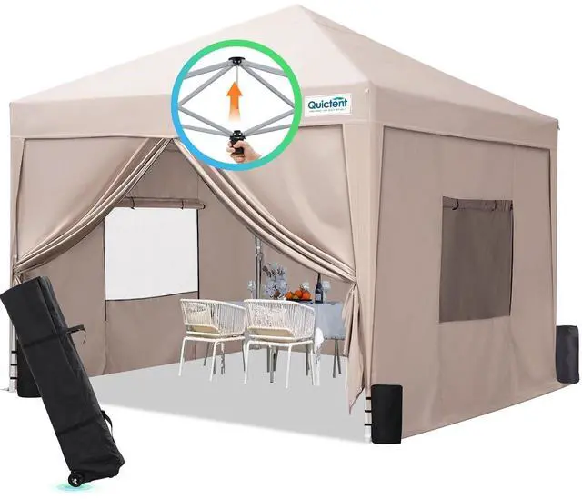 Main image of Privacy 10x10 Pop Up Canopy with Sidewalls & Mesh Windows | One-person Easy Setup, Roll-up Ventilated Mesh Windows, Waterproof Enclosed Canopy, Includes Roller Bag