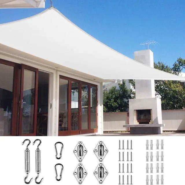 Main image of Sun Shade Sail for Patio w/Hardware Kit 185GSM 24x24ft White | Square Outdoor Sunshades UV Block Outside Canopy Cover for Commercial, Backyard, Garden, Deck