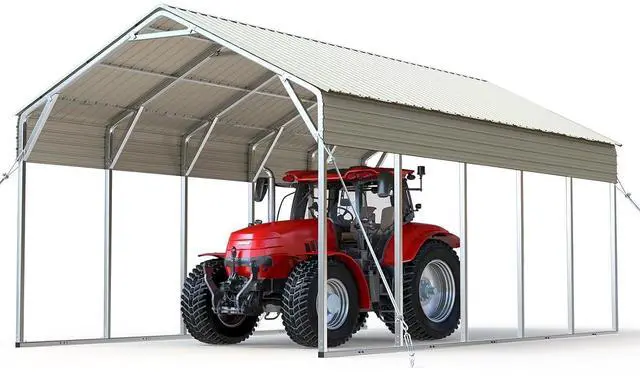 Main image of 13x26 FT Heavy Duty Metal Carport, Galvanized Steel Hard Top SUV/Truck Parking Shelter with Reinforced Triangle Frame, Weatherproof Rust-Resistant Car Canopy for Vehicle & Boat, White