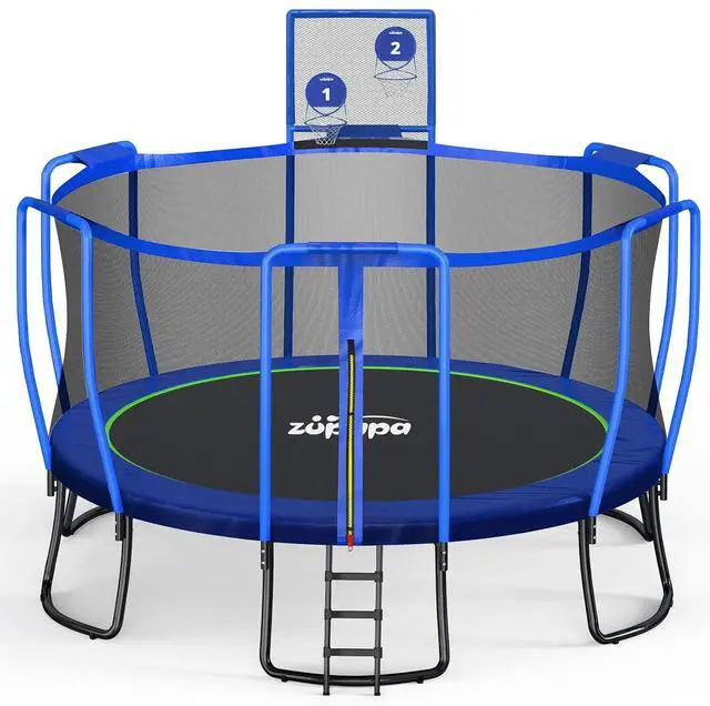 Main image of Zupapa 1800LBS Capacity No-Gap Design 16 15 14 12 10FT Trampoline with Safety Enclosure Net and Non-Slip Ladder 10-Year Quality Assurance Perfect for Kids Family Outdoor Backyard Fun