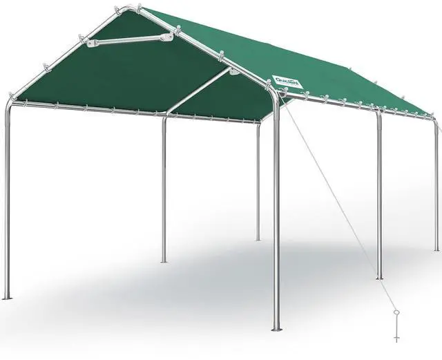 Main image of 10x20 ft Heavy Duty Carport Canopy Galvanized Car Tent Outdoor Garage Boat Shelter with Reinforced Structure, No Sidewall - Green