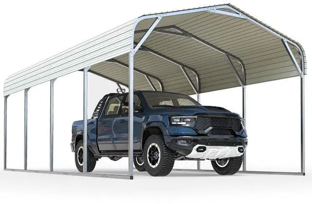 Main image of 12x20 FT Heavy Duty Metal Carport, Galvanized Steel Hard Top SUV/Truck Parking Shelter with Reinforced Triangle Frame, Weatherproof Rust-Resistant Car Canopy for Vehicle & Boat, White
