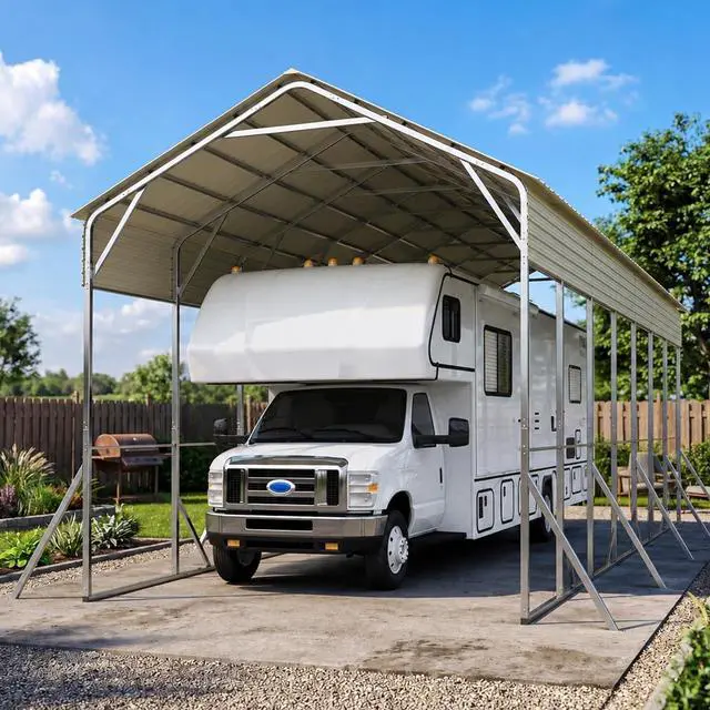 Main image of 14x35x15 FT RV Metal Carport, Heavy Duty Reinforced Steel Shelter with Side Panel, Extra Tall Outdoor Garage Canopy for RV, Boat, Truck and Farm Equipment