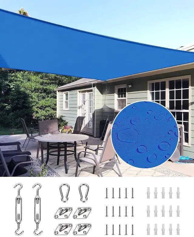 Main image of 12x16 ft Waterproof Sun Shade Sail for Patios 185G Polyester Fabric Cloth, 98% UV Block Outdoor Awning Shelter for Commercial, Backyard, Garden, Deck, Hardware Kit Included