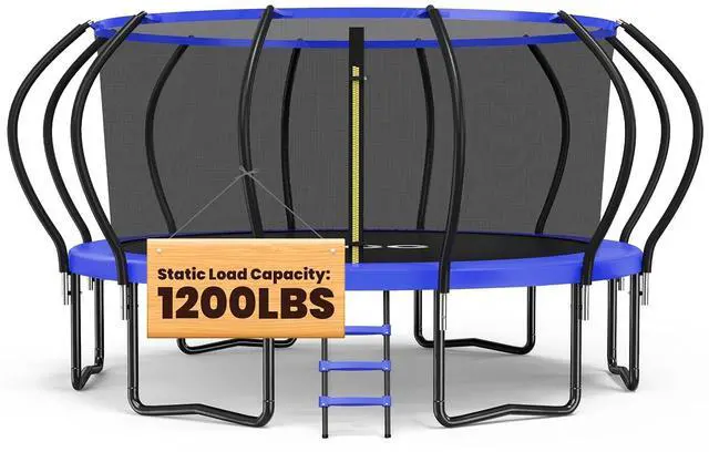 Main image of ORCC 1200LBS Weight Capacity Kids Trampoline 16 15 14 12 10 8FT Outdoor Yard Trampolines for Kids Adults, Heavy-Duty Galvanized Steel Frame Recreational Trampoline