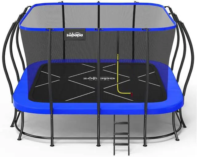 Main image of Zupapa Square Rectangle Trampoline 2000LBS Capacity No-Gap Design 14X14FT Outdoor Trampoline with Safety Net and Non-Slip Ladder 10-Year Quality Assurance Perfect for Backyard Fun