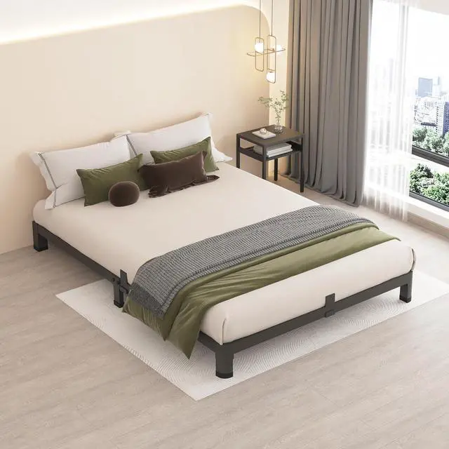 Alt view image 6 of 7 - MAF 4 Inch Full Size Metal Platform Bed Frame with Round Corner Legs | Mattress Slide Stopper, 3000 LBS Heavy Duty Steel Slats Support, Noise Free, No Box Spring Needed, Easy Assembly, Anti-Slip
