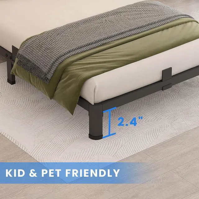 Alt view image 5 of 7 - MAF 4 Inch Twin Metal Platform Bed Frame with Round Corner Legs | Mattress Slide Stopper, 3000 LBS Heavy Duty Steel Slats Support, Noise Free, No Box Spring Needed, Easy Assembly, Anti-Slip