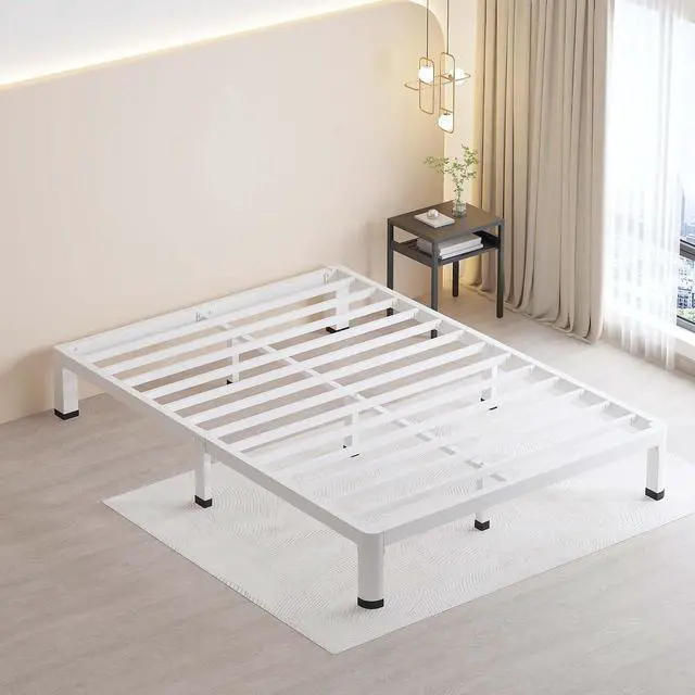 Alt view image 7 of 7 - MAF 7 Inch Full Size Metal Platform Bed Frame White with Round Corner Legs | Mattress Slide Stopper, 3000 LBS Heavy Duty Steel Slats Support, Noise Free, No Box Spring Needed, Easy Assembly, Anti-Slip