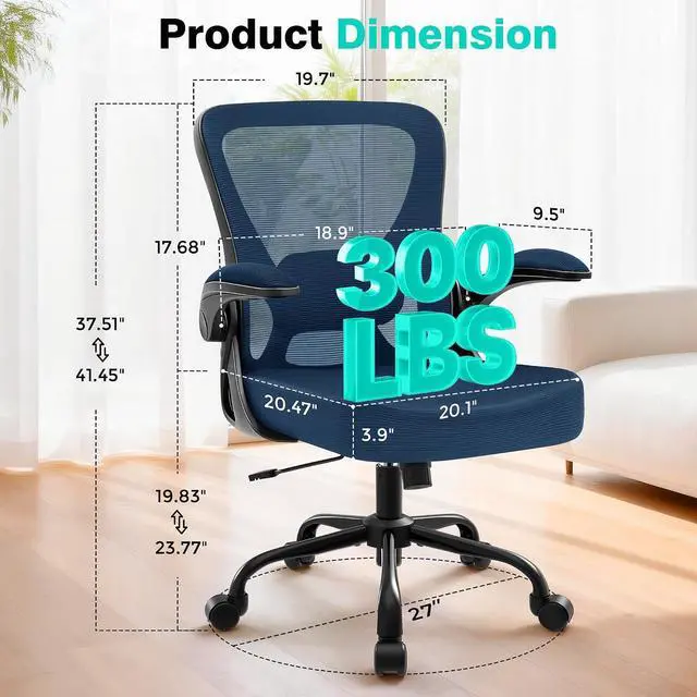 Alt view image 2 of 7 - AreShark Office Chair - Ergonomic Breathable Mesh Desk Chair with Adjustable Lumbar Support and Flip-up Armrests - Executive High Back Rolling Swivel Comfortable Computer Gaming Chair for Home Office