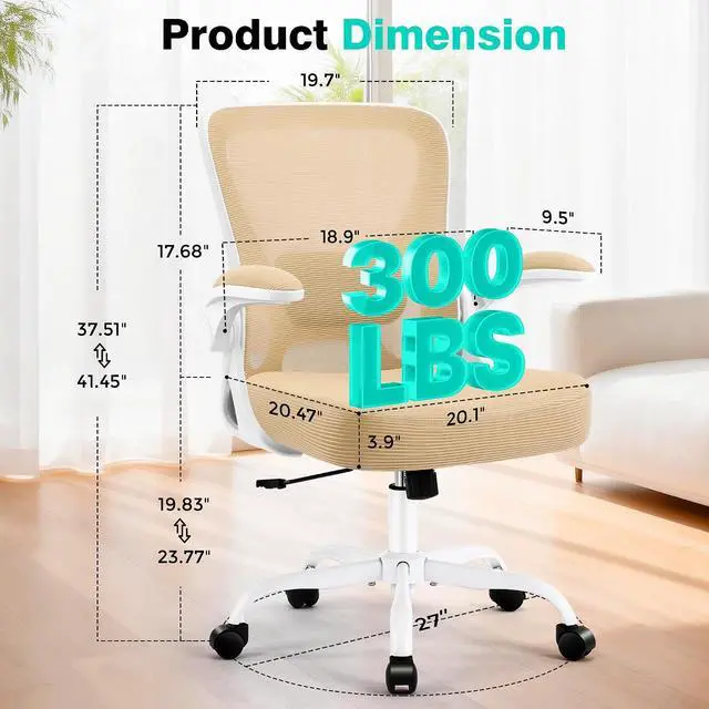 Alt view image 2 of 7 - AreShark Office Chair - Ergonomic Breathable Mesh Desk Chair with Adjustable Lumbar Support and Flip-up Armrests - Executive High Back Rolling Swivel Comfortable Computer Gaming Chair for Home Office