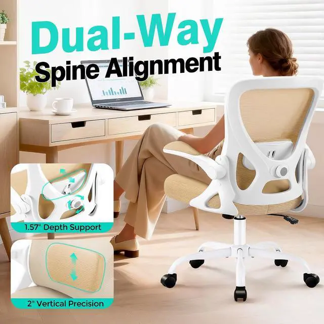 Alt view image 3 of 7 - AreShark Office Chair - Ergonomic Breathable Mesh Desk Chair with Adjustable Lumbar Support and Flip-up Armrests - Executive High Back Rolling Swivel Comfortable Computer Gaming Chair for Home Office