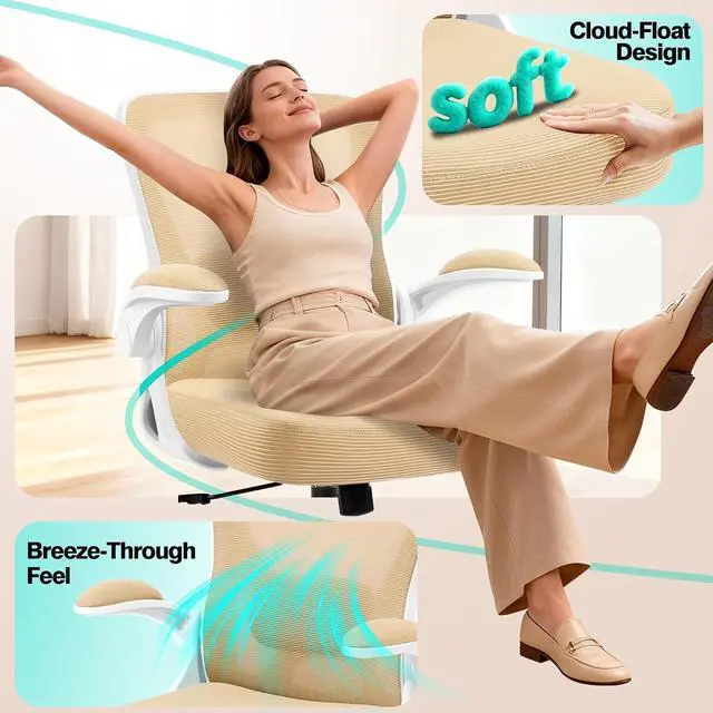 Alt view image 6 of 7 - AreShark Office Chair - Ergonomic Breathable Mesh Desk Chair with Adjustable Lumbar Support and Flip-up Armrests - Executive High Back Rolling Swivel Comfortable Computer Gaming Chair for Home Office