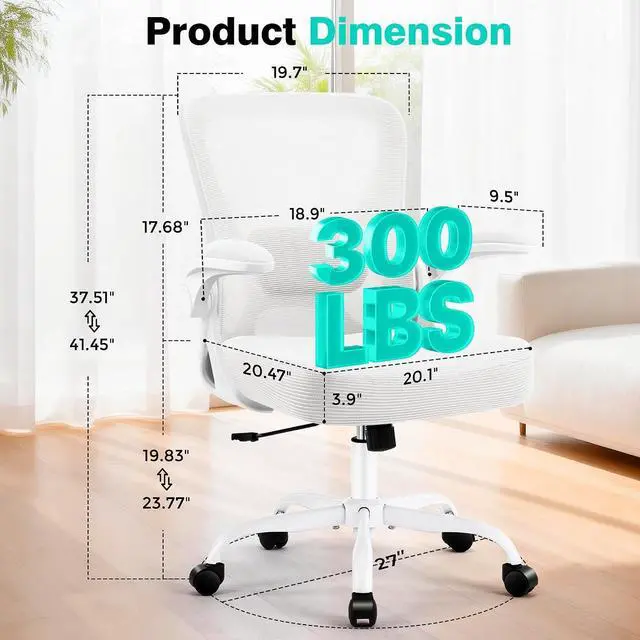 Alt view image 2 of 7 - AreShark Office Chair - Ergonomic Breathable Mesh Desk Chair with Adjustable Lumbar Support and Flip-up Armrests - Executive High Back Rolling Swivel Comfortable Computer Gaming Chair for Home Office