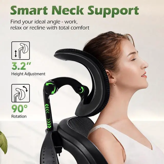 Alt view image 3 of 7 - AreShark Office Chair Ergonomic Desk Chairs with Adjustable Lumbar Support& Headrest Hanger, High Back Breathable Mesh Chair with Wheels, Rolling Swivel Comfy Task Computer Chair for Home Work Gaming