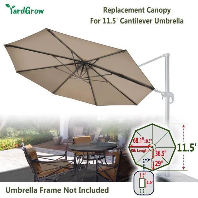 Alt view image 3 of 5 - YardGrow Patio Umbrella Canopy Replacement for 11.5' Roma Cantilever Patio Umbrella, Canopy ONLY, Frame NOT Included