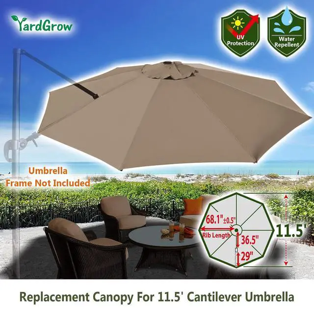 Alt view image 2 of 5 - YardGrow Patio Umbrella Canopy Replacement for 11.5' Roma Cantilever Patio Umbrella, Canopy ONLY, Frame NOT Included