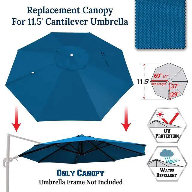 Alt view image 2 of 7 - YardGrow Patio Umbrella Canopy Replacement for 11.5' Roma Cantilever Patio Umbrella, Canopy ONLY, Frame NOT Included