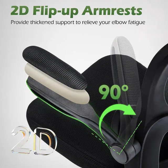 Alt view image 7 of 7 - AreShark Office Chair Ergonomic Desk Chairs with Adjustable Lumbar Support& Headrest Hanger, High Back Breathable Mesh Chair with Wheels, Rolling Swivel Comfy Task Computer Chair for Home Work Gaming
