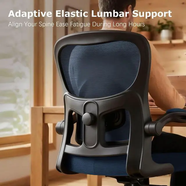 Alt view image 5 of 7 - AreShark Office Chair Ergonomic Desk Chairs with Adjustable Lumbar Support, High Back Breathable Mesh Chair with Wheels& Flip-up Armrests,Rolling Swivel Comfy Task Computer Chair for Home Work Gaming