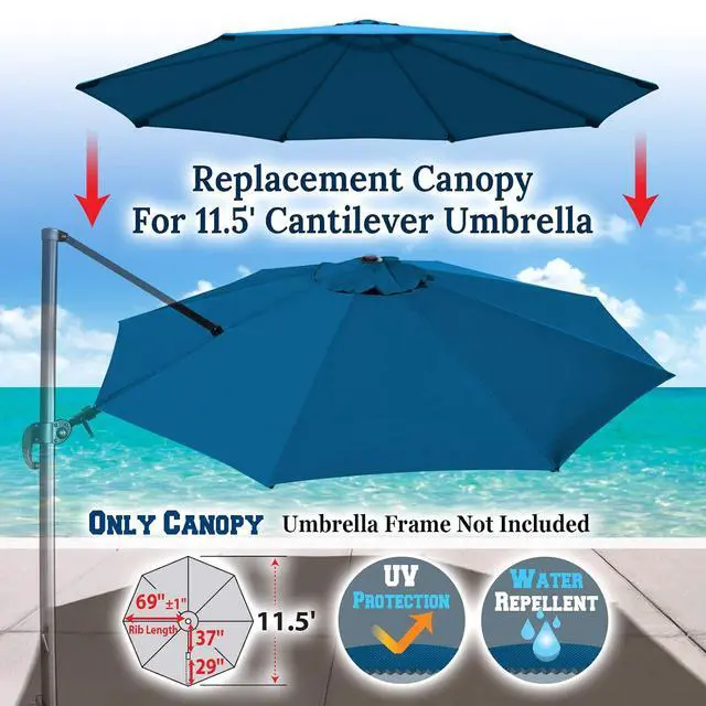 Alt view image 7 of 7 - YardGrow Patio Umbrella Canopy Replacement for 11.5' Roma Cantilever Patio Umbrella, Canopy ONLY, Frame NOT Included