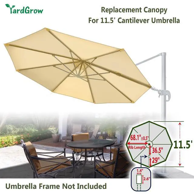 Alt view image 3 of 7 - YardGrow Patio Umbrella Canopy Replacement for 11.5' Roma Cantilever Patio Umbrella, Canopy ONLY, Frame NOT Included