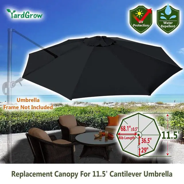 Alt view image 2 of 7 - YardGrow Patio Umbrella Canopy Replacement for 11.5' Roma Cantilever Patio Umbrella, Canopy ONLY, Frame NOT Included